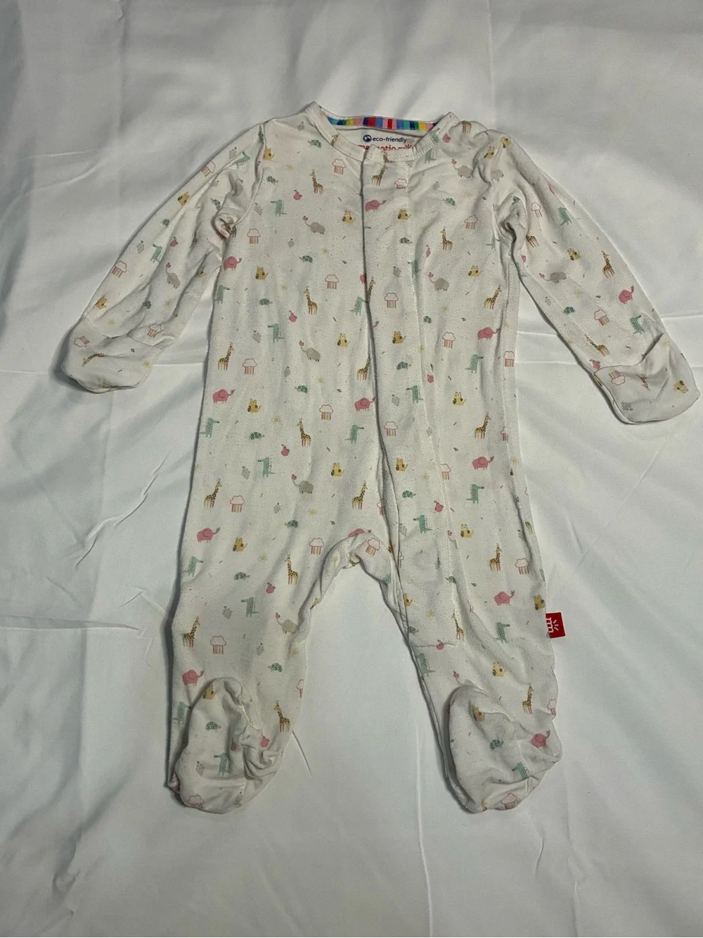 Magnetic Me 0-3M Modal Magnetic Footie Pajamas Animal Print
